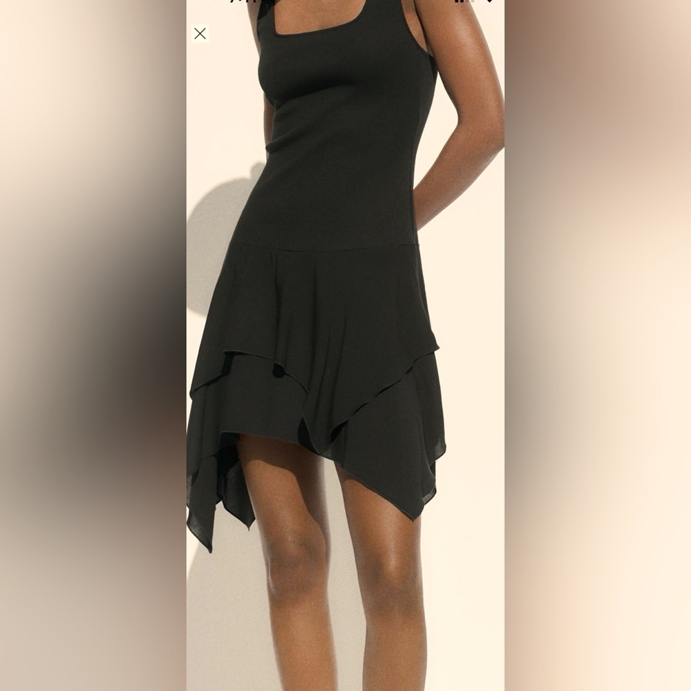 Zara Chocolate Brown Layered Midi Dress